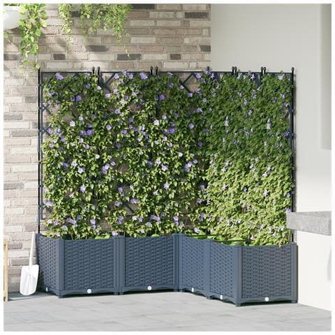 Vaso da Giardino con Traliccio 5 pz Grigio 120x120x143 cm - Foto 2