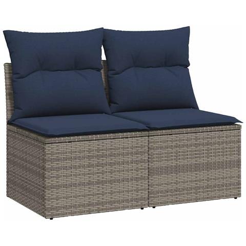 Set Divano Giardino 2 pz con Cuscini Grigio Polyrattan Acacia - Foto 1