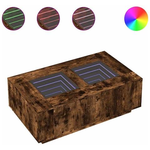 Tavolino da Salotto con LED Infinity Rovere Fumo 116x69x40 cm - Foto 1