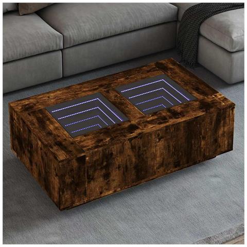 Tavolino da Salotto con LED Infinity Rovere Fumo 116x69x40 cm - Foto 2