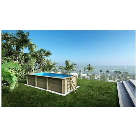 Piscina In Legno Aqua 6.1x2.85 - H. 1.31 M Su Telaio Senza Cementazione - Foto 1