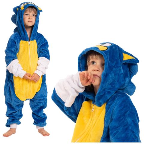 Pigiama Per Bambini Kigurumi Onesie Costume Sonic Blu 125-135 - Foto 1