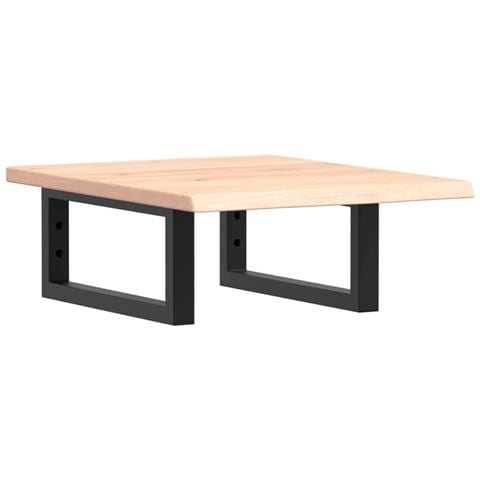 Ripiano a Parete per Lavabo in Acciaio e Massello di Rovere - Foto 1