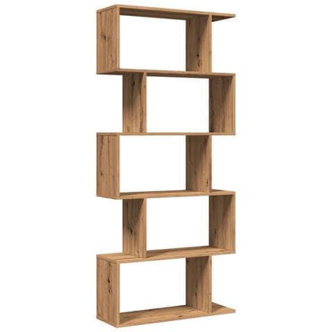 Libreria 5 Ripiani Rovere Artigianale 70x24x161 cm Truciolato - Foto 1