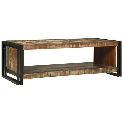 Tavolino da salotto 120 x 50 x 38 cm legno massello di riciclo - Foto 2