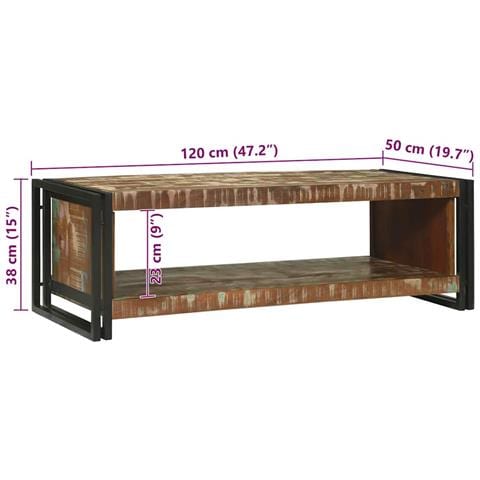 Tavolino da salotto 120 x 50 x 38 cm legno massello di riciclo - Foto 9