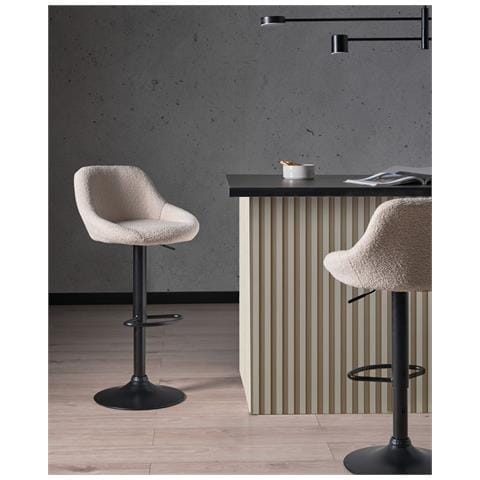 Set Di 2 Sgabelli Da Bar Medulin Bouclé Beige Chiaro - Foto 1