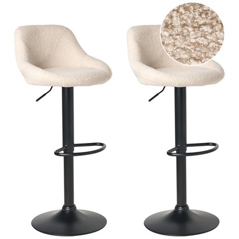 Set Di 2 Sgabelli Da Bar Medulin Bouclé Beige Chiaro - Foto 2
