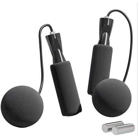 Corda Per Saltare Senza Fili Ponderata Con Sfera In Schiuma Nera Per Fitness Aerobico E Allenamento - Foto 1