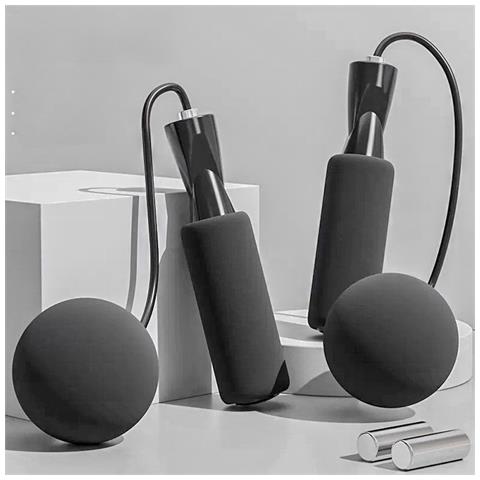 Corda Per Saltare Senza Fili Ponderata Con Sfera In Schiuma Nera Per Fitness Aerobico E Allenamento - Foto 2