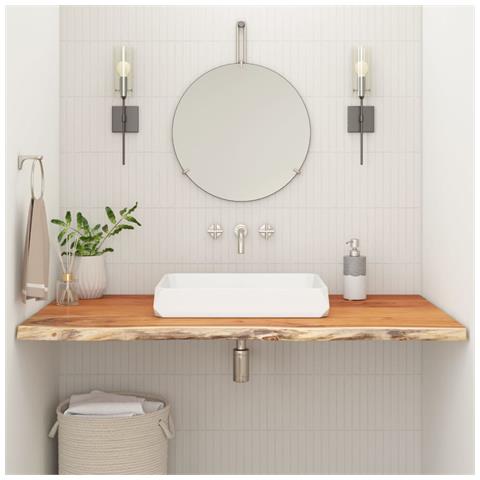 Piano Bagno 110x60x3,8 cm Rettangolare Legno Massello di Acacia - Foto 2