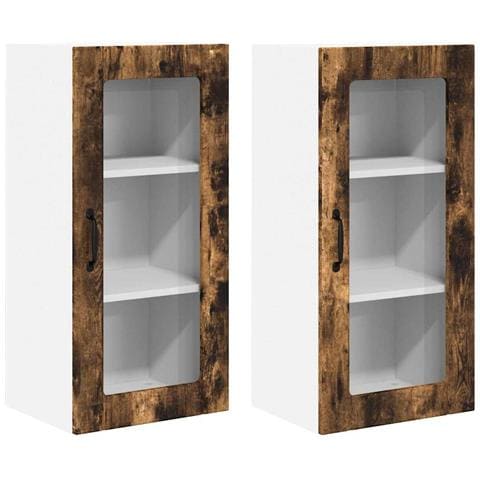 Pensile cucina con porta 2 pcs Rovere fumé 40 x 31 x 80 cm - Foto 1