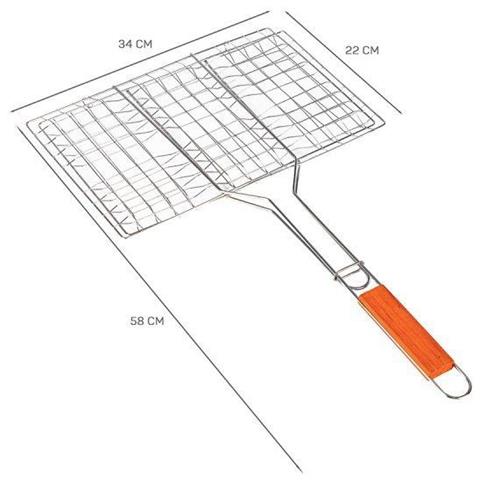 Griglia per pesce Elitehoff E-6256 con manico in legno 34x22cm - Foto 4