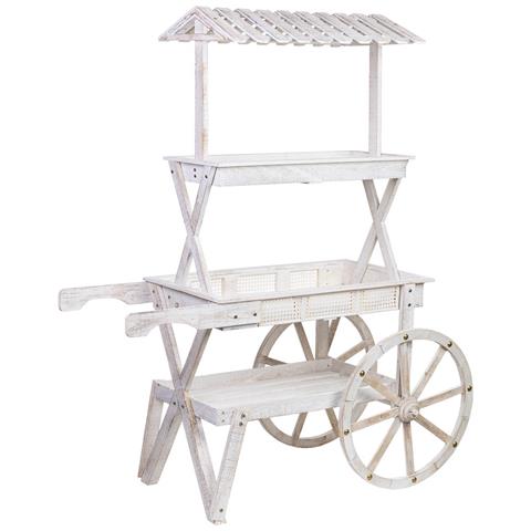 Carrello Espositivo-scaffale In Legno Bianco 143x60x170h Cm - Foto 1
