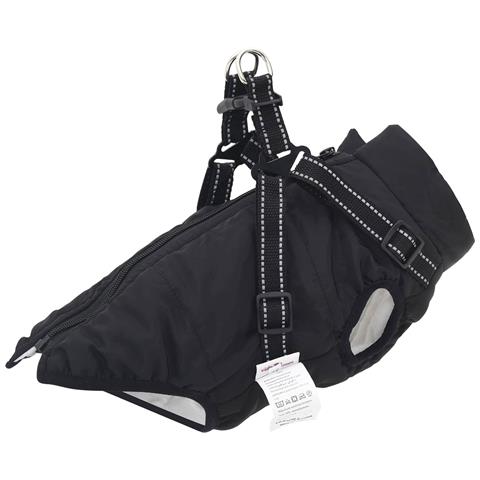 Cappotto per Cani con imbracatura Nero L28 Pile e Poliestere - Foto 1