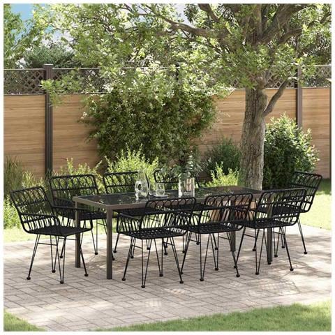 Set da Pranzo per Giardino 9 pcs Nero - Foto 2