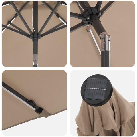 Parasol da Giardino con Luci LED 270 x 270 cm Poliestere - Foto 2