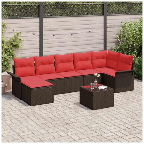 Set Divano da Giardino 8 pcs Marrone polyrattan - Foto 2