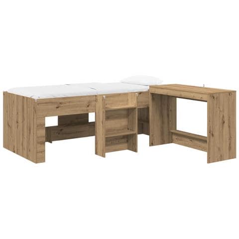 Struttura del Letto con Scrivania 2 pz Rovere Artigianale - Foto 1