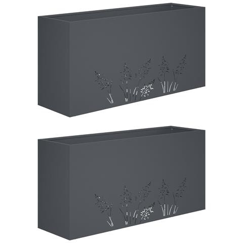 Vaso da giardino 2 pz Antracite 100 x 20 x 49 cm - Foto 1
