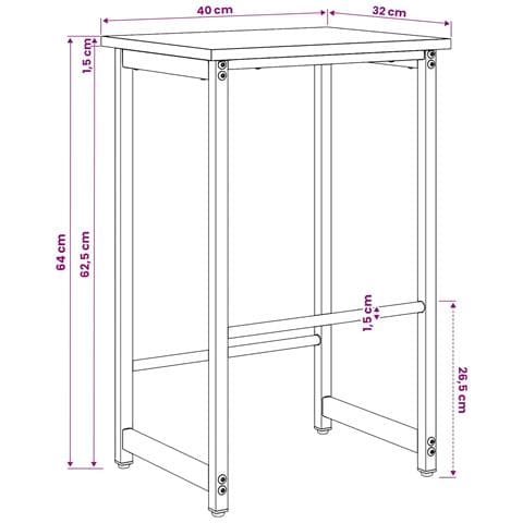 Sgabello da bar Sonoma grigio 40 x 32 x 64 cm - Foto 6