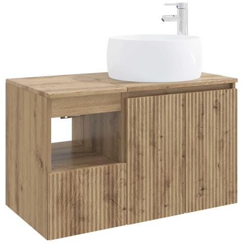 Set di mobili per il bagno 2 pz Rovere Artigianale - Foto 1