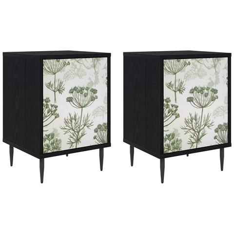 Armadio da Notte GOTHA 2 pz Rovere Nero 36 x 33 x 51 cm - Foto 1