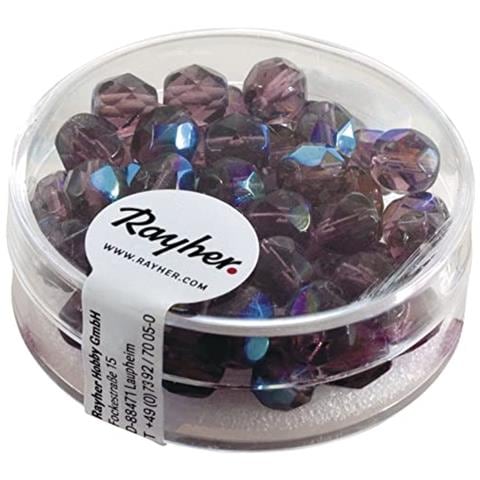 50 Pezzi - Perla In Vetro Sfaccettata 6mm - Colore Ametista Iridescente - Foto 2