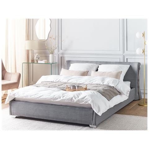 Letto Matrimoniale Ad Acqua In Tessuto Grigio 160 X 200 Cm - Paris - Foto 26