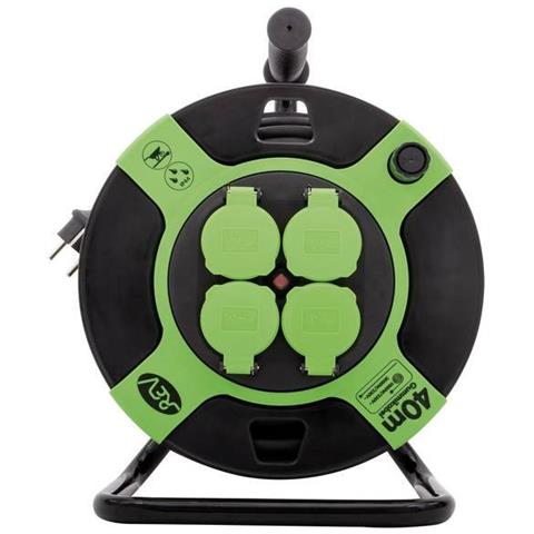 Kabeltrommel Kunststoff 40m IP 44 4-fach schwarz grün - Foto 1