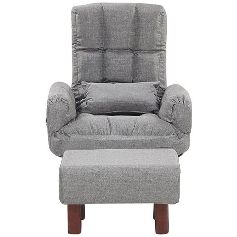 Sedia Reclinabile In Tessuto Con Pouf Grigio Oland - Foto 15