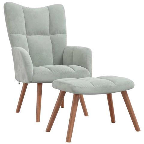 Poltrona Relax con Poggiapiedi Grigio Chiaro in Velluto - Foto 1