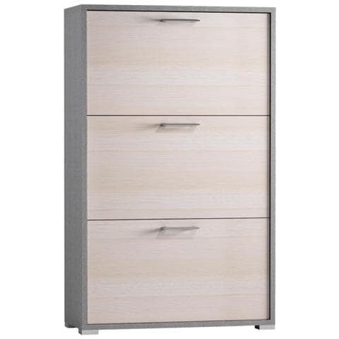 Scarpiera Moderna A 3 Ante A Ribalta, 100% Made In Italy, Mobile Portascarpe Da Ingresso A Doppia Profondità , Cm 67x28h112, Colore Larice - Foto 3