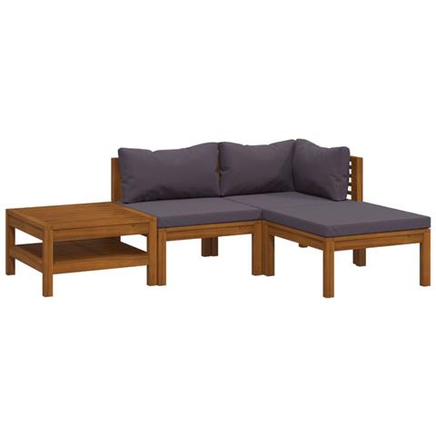 Set Divani da Giardino 4 pz con Cuscini in Massello di Acacia - Foto 1