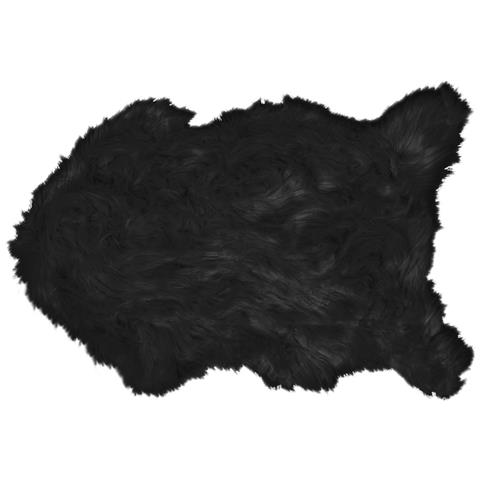 BIANCHERIAWEB Tappeto Peloso In Pelliccia Ecologica Sagomato Modello Stoccolma Varie Misure 60x90cm Nero