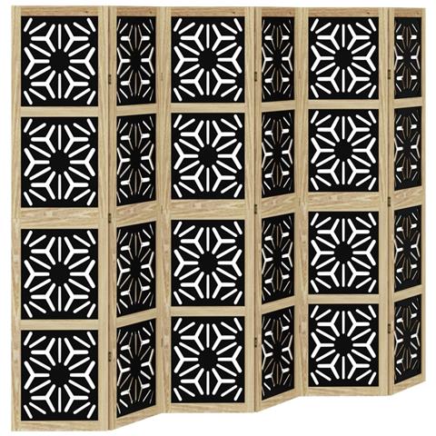 Divisorio Ambienti 6 Pannelli Marrone E Nero Legno Di Paulownia - Foto 2