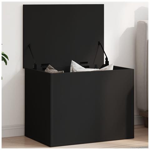 Contenitore Portaoggetti Nero 60x42x46 cm Legno Multistrato - Foto 1
