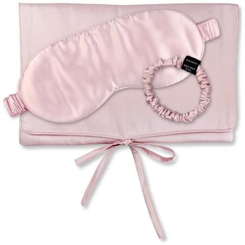Travel Set Beauty S Borsa Di Seta, Maschera Per Il Sonno E Scrunchie S - Foto 1