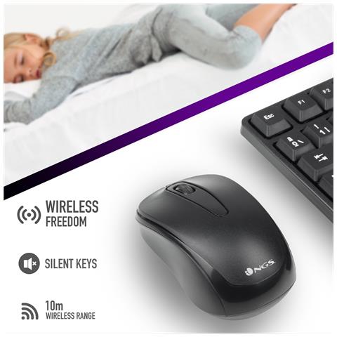 Tastiera e Mouse Wireless NGS-KEYBOARD-0361  per Casa e Ufficio (Layout Spagnolo) Colore Nero - Foto 2