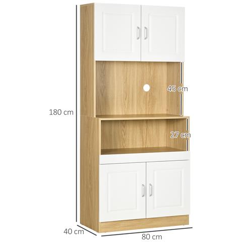 Mobile Dispensa Alto In Truciolato A 4 Ante Con Armadietti E Ripiano Aperto, 80x40x180 Cm - Foto 6