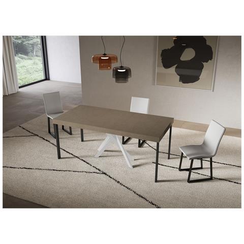 Consolle Allungabile 90x40/300 Cm Saki Premium Tortora Gambe Bianche - Foto 2