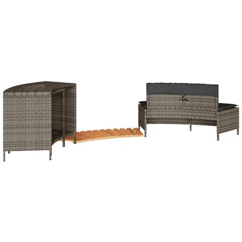 Bordo per Spa Grigio in Polyrattan e Legno Massello di Acacia - Foto 2
