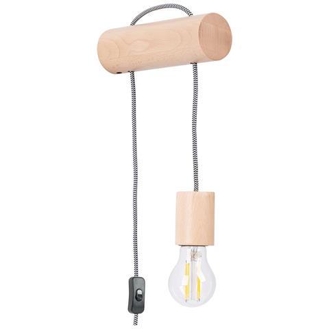 Lampada Da Parete Nimbi E27 Con Interruttore Sl. 1644 - Soppalco Lampada Da Parete Legno Naturale /bianco /nero 55x6x19 Cm - Foto 1