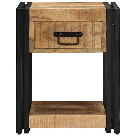 Comodino 40x40x50 cm in Legno Grezzo Massello di Mango - Foto 2