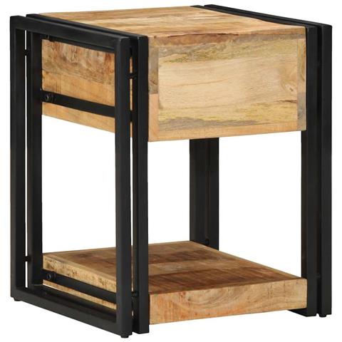 Comodino 40x40x50 cm in Legno Grezzo Massello di Mango - Foto 9