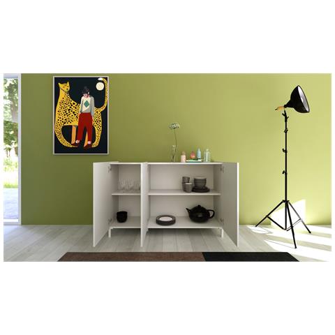 Madia 3 Ante 130x40x84 Cm Solaria Bianco Lucido - Foto 5