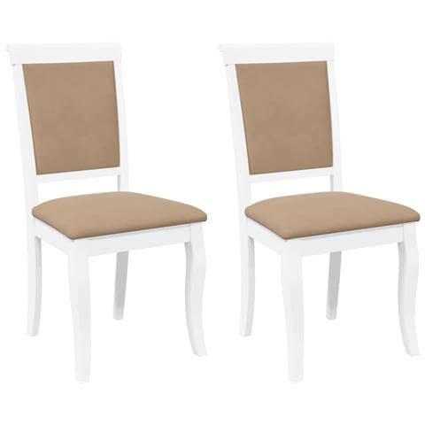 Sedie da Pranzo con Cuscini 2 pz Bianco Legno Massello di Hevea - Foto 1