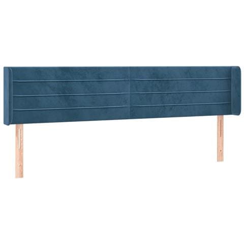 Testiera Ad Orecchio Blu Scuro 163x16x78/88 Cm In Velluto - Foto 2