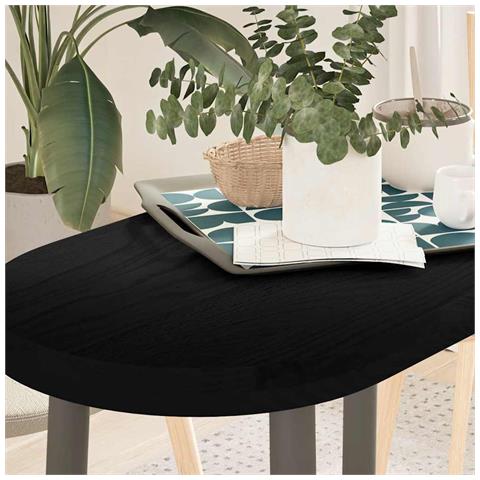 Piano Tavolo Marrone Scuro 80x40x4 Cm In Rovere Massello Ovale - Foto 1