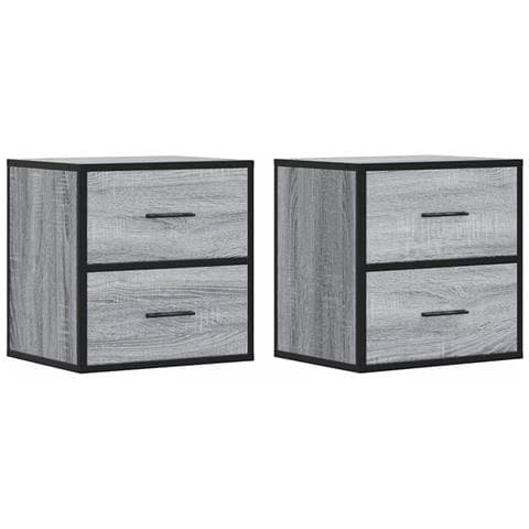 Comodini A Muro 2 Pz Grigio Sonoma 40x31x39,5 Cm - Foto 2